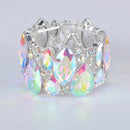 Fashion New Marquise Crystal Cuff Bracelets Bangles Big Stretch Bangle for Women Wedding Bridal Bracelet Jewelry Gift for Girls