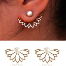 Women Stainless Steel Earring Simple Gold/Silver color Hollow Glossy Geometric shape Charm Double Sieded Stud Earrings Jewelry