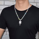 Rose Flower Necklace & Pendant Color Iced Cubic Zircon Men's Hip Hop Jewelry
