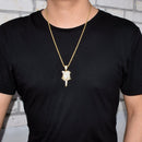 Rose Flower Necklace & Pendant Color Iced Cubic Zircon Men's Hip Hop Jewelry