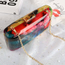 Acrylic Clutch Bag Female Evening Bags Acrylic Bag Colorful Printing Random Pattern Women Shoulder Bag Clutches Purse ZD1163
