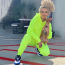 OMSJ 2023 Neon Green Solid Tracksuit Women 2 Piece Sets Casual Outfit Pants Set Suit Long Sleeve Clothing Set Streetwear Femme