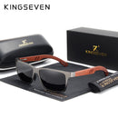 KINGSEVEN 设计师手工女士太阳镜男士偏光天然布宾加木+铝时尚太阳镜方框UV400