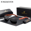KINGSEVEN 设计师手工女士太阳镜男士偏光天然布宾加木+铝时尚太阳镜方框UV400