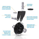 5PCS KAK 3" Universal Mute Wheel Office Chair Caster Replacement 60KG Casters Rubber Soft Safe Roller Furniture Wheel Hardware