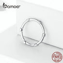 bamoer Square Geometric Stackable Finger Rings for Women Clear CZ 925 Sterling Silver Engagement Statement Jewelry SCR551