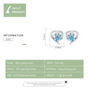 WOSTU Dog Paw Footprint Heart Earrings 100% 925 Sterling Silver Blue Zircon Earrings For Women Wedding Luxury Jewelry CQE654