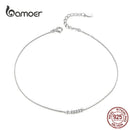 Bamoer Silver  Small Beads Anklets for Women Beaded Summer Sterling Silver 925 Foot Jewelry Fashion Style Leg Bracelet SCT007