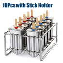 UPORS Popsicle Mold Stainless Steel Ice Cream Mold with Popsicle Holder Rack Ice Lolly Mold Homemade Frozen Lolly Popsicle Maker