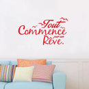 French Inspiration Quote Vinyl Wall Stickers Birds Letterings Dream Wall Decals Home Decor Bedroom Decoration