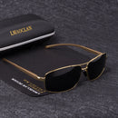 LMAOCLAN 品牌铝镁偏光金色太阳镜男士 UV400 经典方框眼镜驾驶眼镜 Gafas Oculos