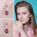 JewelryPalace 水滴形 7.6克拉人造红宝石 925纯银女士耳坠