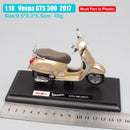 1:18 比例比亚乔伟士牌踏板车 98 PK 125 GTR P150X 300 MP5 Primavera GTS 摩托车机车压铸模型儿童玩具
