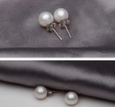 925 Sterling Silver 6mm/8mm/10mm Freshwater Cultured Pearl Button Ball Stud Earrings For Women As Best Gifts Jewerly