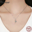 BAMOER High Quality 925 Sterling Silver Coconut Tree Charm Green CZ Pendant fit Charm Bracelets DIY Jewelry Making SCC697