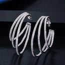CWWZircons 3 Circle Bling Cubic Zirconia Pave Luxury Yellow Gold Color Big Round Geometric Triple Hoop Earrings for Women CZ581