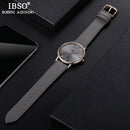 IBSO Top Brand Luxury Mens Quartz Watch Genuine Leather Strap Watch For Male Fashion Clock Relogio Masculino