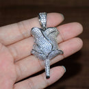 Rose Flower Necklace & Pendant Color Iced Cubic Zircon Men's Hip Hop Jewelry