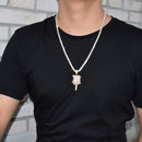 Rose Flower Necklace & Pendant Color Iced Cubic Zircon Men's Hip Hop Jewelry