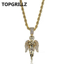TOPGRILLZ 嘻哈男女项链镀金镶钻微铺CZ天使吊坠项链爱之祝福礼品