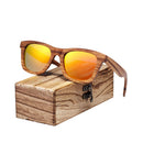 BARCUR Vintage Natura Zebra Wood Sunglasses Women Men Square Sun glasses Polarized Retro Sunglasses