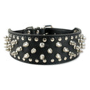 2 inch Wide Spiked Dog Collar Studded Leather Dogs Collars for Medium Large Breeds Dogs Pitbull Mastiff Boxer Bully Black