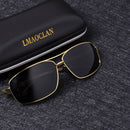 LMAOCLAN 品牌铝镁偏光金色太阳镜男士 UV400 经典方框眼镜驾驶眼镜 Gafas Oculos