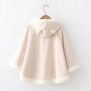 2021 Spring Autumn Cloak Harajuku Kawaii Ears Hooded Outwear Japanese Lucky Cat Fleece Cape Loose Pullover Batwing Sleeve Top