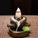 Waterfall Incense Burner Ceramic Backflow Incense Holder Fountain Backflow Incense Cones for Home Office Decor Housewarming Gift