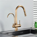 The Twofold Tap | Rozin 2-in-1 Filtered Kitchen Faucet in Antique Brass