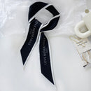 Luna&Dolphin Women Narrow Long Scarf 100x6cm Chic French Gentle Elegant Chiffon Silk Tie Letter Print Bag Ribbon Headband Choker