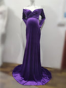 New Elegence Maternity Dresses Pleuche Long Pregnancy Photography Dress Maxi Maternity Gown For Pregnant Women Photo Shoot Props