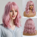 JONRENAU Middle Long Straight Hair with Bangs Ombre Brown to Blonde Wig Dark Roots Synthetic Wigs for Women Heat Resistance Hair