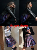 Harajuku Plaid Skirt Women Punk y2k High Waist Mini Tennis Skirts Uniform Chain Pocket A-line Streetwear Vintage Free Belt