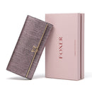FOXER Brand Women Split Leather Wallets Female Clutch Bag Fashion Coins Card Holder Luxury Purse for Ladies Women's Long Wallet