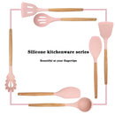 The Atelier | Non-Stick Silicone Kitchen Utensil Set with Wooden Handles