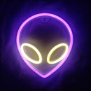 霓虹灯外星人脸形壁挂灯，适用于家庭儿童房，飞碟夜灯，圣诞派对节日艺术装饰