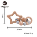 Let's Make Wooden Rattle Teether Baby Toys Engraved Wood Beads Hexagon Teether Silicone Beads 12Mm Tiny Rod Baby Crib Rattle