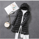 Women Ultra Lightweight Packable Long Puffer Jacket 2023 New Autumn Winter Warm Hat Detachable Hooded Female Coat Parka 5XL 7XL