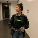 oversized PU leather blouses Basic Coat Women Motor Biker Jacket Spring Autumn Black Faux Leather jackets