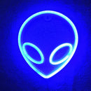 霓虹灯外星人脸形壁挂灯，适用于家庭儿童房，飞碟夜灯，圣诞派对节日艺术装饰