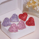 New Sparkling Big Rhinestone Love Heart-shaped women's Earrings Dinner Party Stud Earring Romantic Wedding Jewelry Accessories