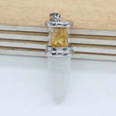 KFT Natural Healing Crystal Quartz Reiki Stone Necklace Rock Citrines Bullet Shape Pendulum Stone Pendant Jewelry For Women Men