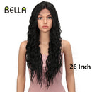 BELLA 蕾丝假发 合成深波浪卷假发 金色假发 粉色 30 英寸假发 适用于黑人女性 Cosplay