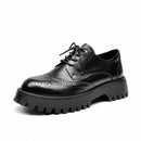 BeauToday Brogue Shoes Women Genuine Cow Leather Wintip Round Toe Cross-Tied Thick Sole Ladies Derby Shoes Handmade 21839
