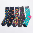 brand new men's socks colorful combed cotton crew socks Jacquard striped knee high socks for Funny men business casual dress