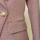 HIGH STREET Newest 2023 Designer Jacket Women's Classic Metal Buttons Double Breasted Slim Fitting Houndstooth Blazer