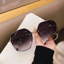 2022 New Fashion Brand Design Vintage Rimless Pilot Sunglasses Women Men Retro Cutting Lens Gradient Sun Glasses Female UV400