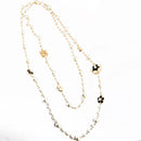 Luxury brand design number 5 long pearl necklace camellia double layer sweater chain necklace woman party jewelry