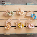 Let's Make Wooden Rattle Teether Baby Toys Engraved Wood Beads Hexagon Teether Silicone Beads 12Mm Tiny Rod Baby Crib Rattle